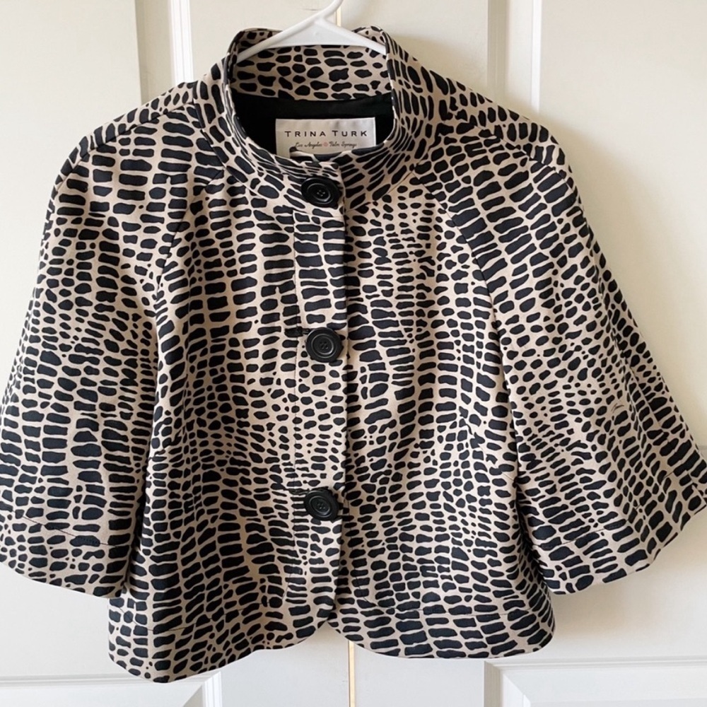 Trina Turk Animal Print Bolero Jacket Blazer - size 4 - Picture 7 of 10